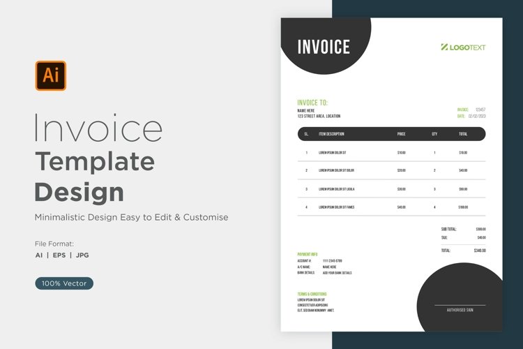 Corporate Invoice Template layout Design with modern look example image 1