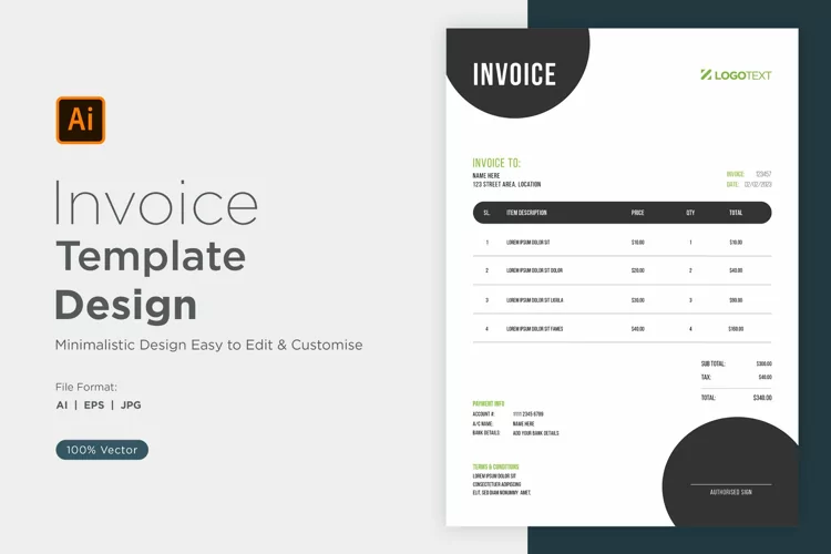 Corporate Invoice Template layout Design with modern look