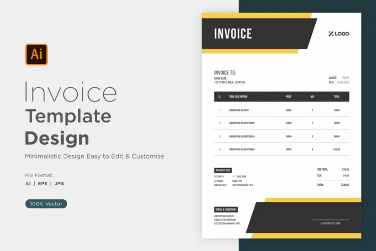 Corporate Invoice Template layout Design with modern look