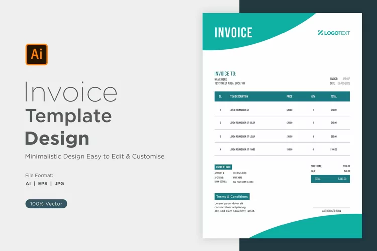 Corporate Invoice Template layout Design with modern look