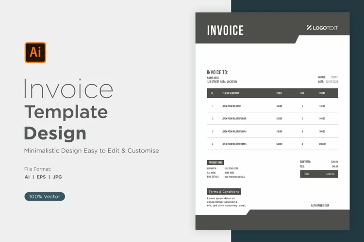 Corporate Invoice Template layout Design with modern look