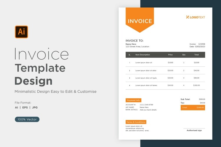 Corporate Invoice Template layout Design with modern look example image 1