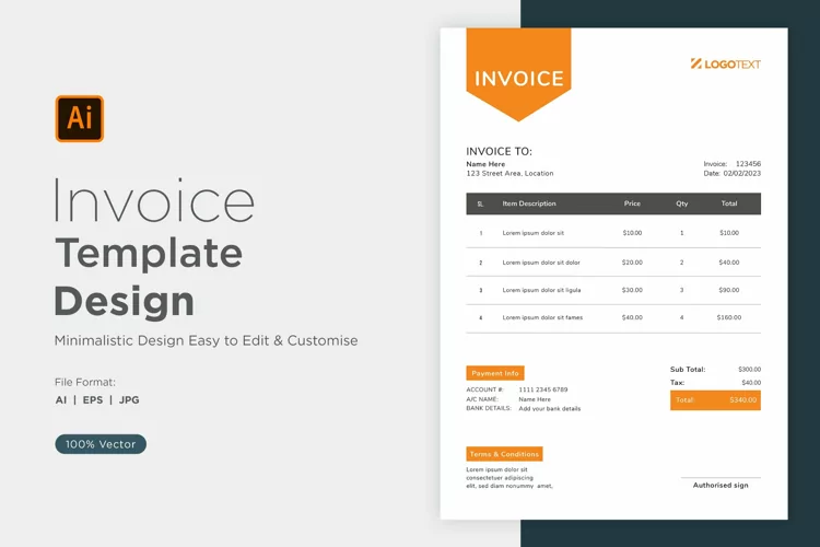 Corporate Invoice Template layout Design with modern look