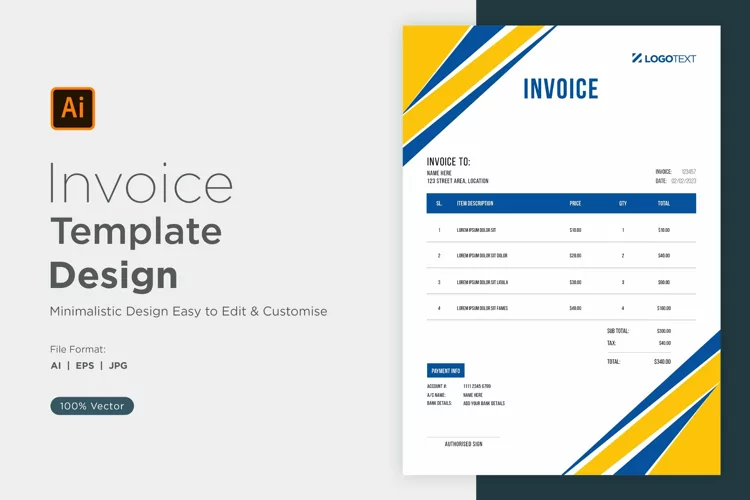 Corporate Invoice Template layout Design with modern look