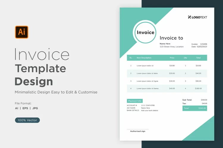 Corporate Invoice Template layout Design with modern look