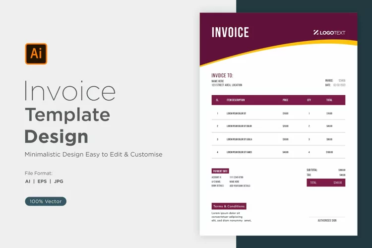 Corporate Invoice Template layout Design with modern look