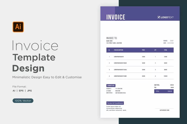Corporate Invoice Template layout Design with modern look