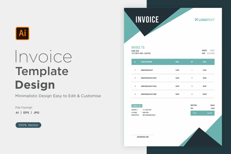 Corporate Invoice Template layout Design with modern look
