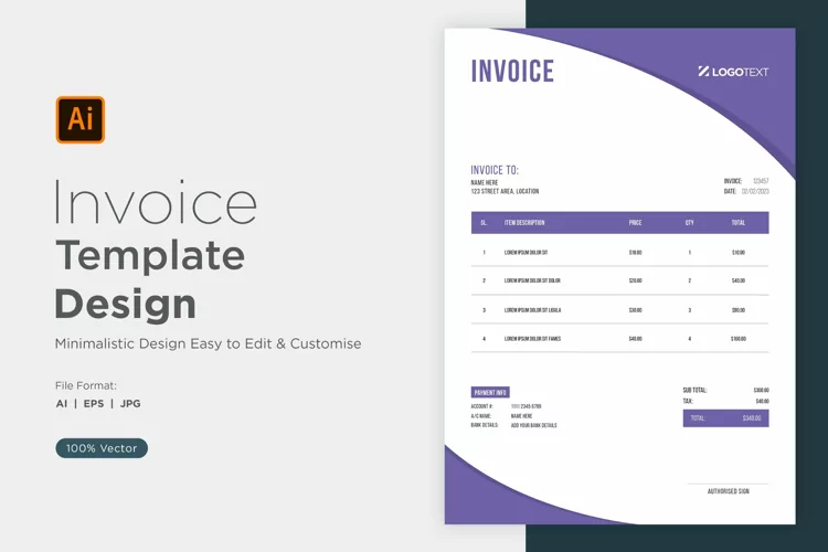 Corporate Invoice Template layout Design with modern look