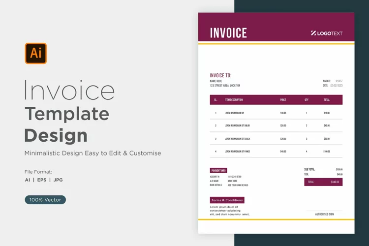 Corporate Invoice Template layout Design with modern look