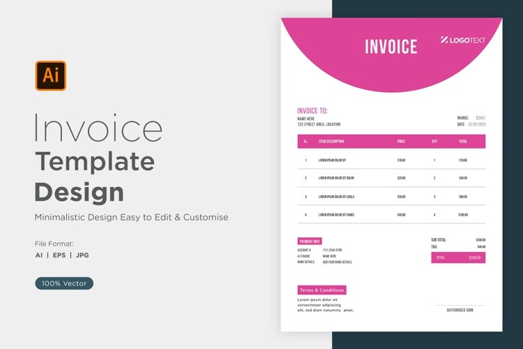Corporate Invoice Template layout Design with modern look example image 1