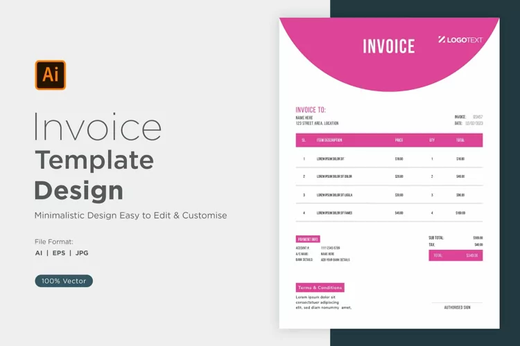 Corporate Invoice Template layout Design with modern look