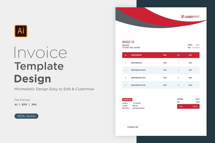 Corporate Invoice Template layout Design with modern look example image 1