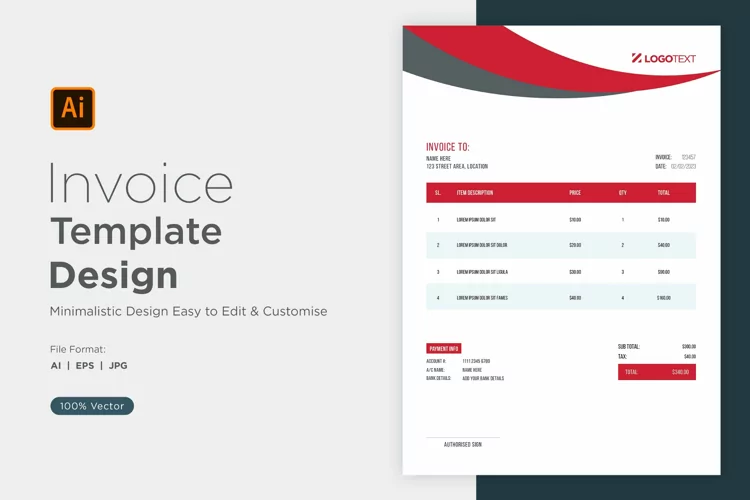Corporate Invoice Template layout Design with modern look