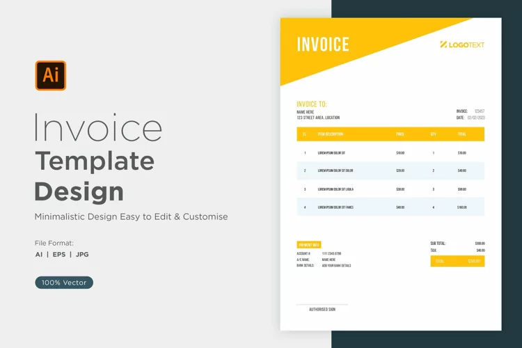 Corporate Invoice Template layout Design with modern look