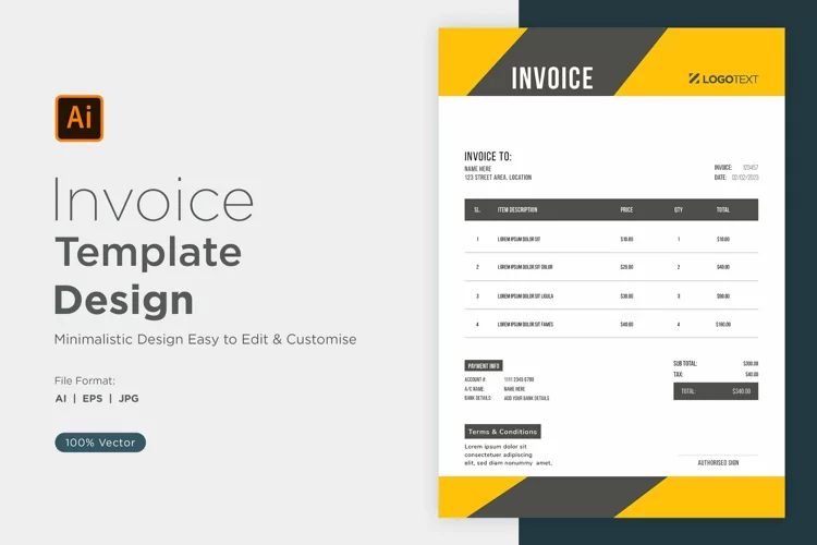 Corporate Invoice Template layout Design with modern look