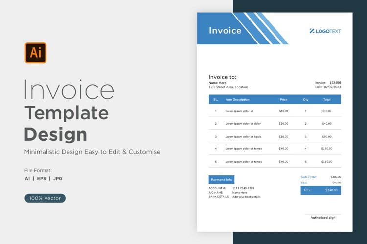 Corporate Invoice Template layout Design with modern look