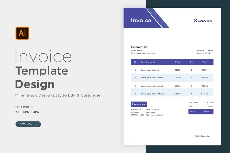 Corporate Invoice Template layout Design with modern look