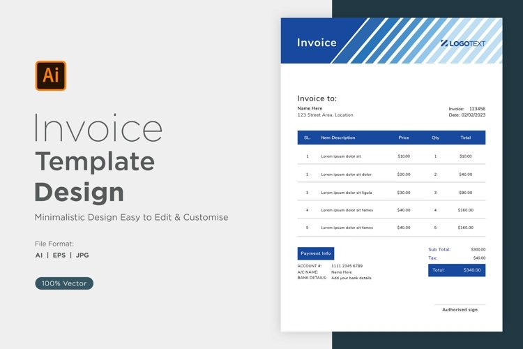 Corporate Invoice Template layout Design with modern look