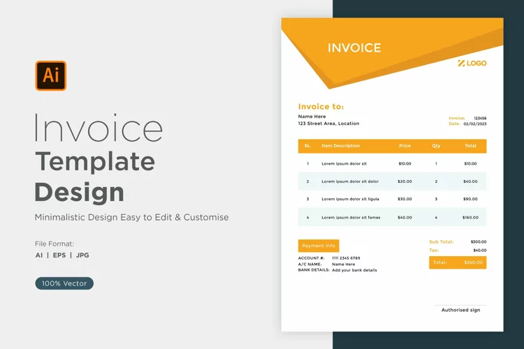Corporate Invoice Template layout Design with modern look