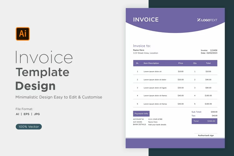 Corporate Invoice Template layout Design with modern look