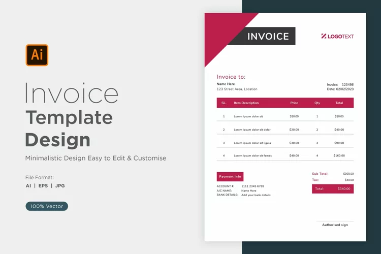 Corporate Invoice Template layout Design with modern look