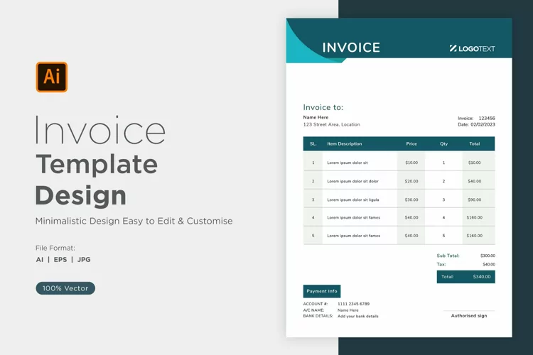 Corporate Invoice Template layout Design with modern look