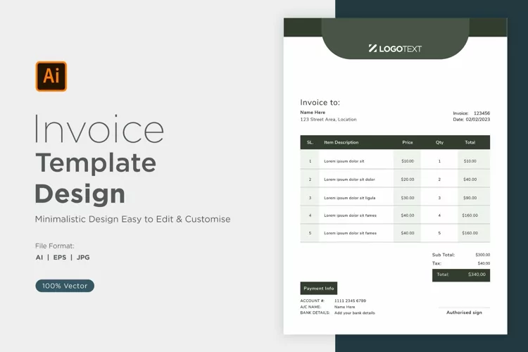 Corporate Invoice Template layout Design with modern look