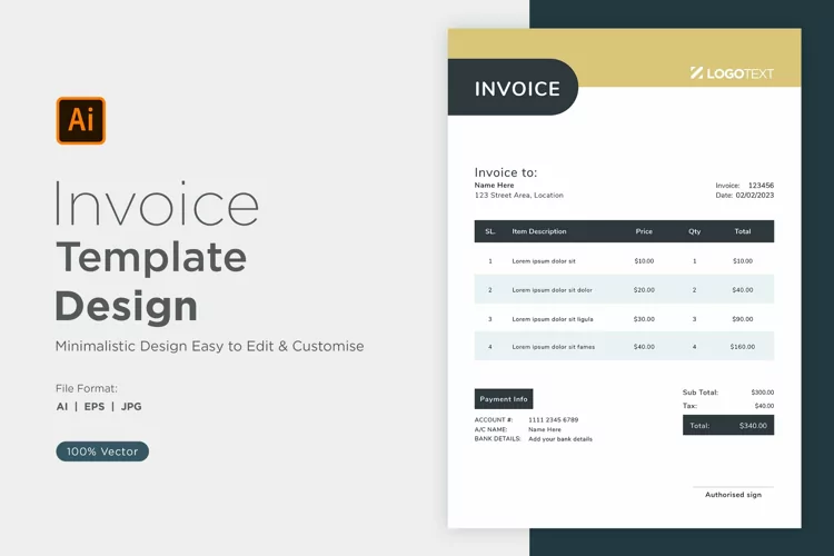 Corporate Invoice Template layout Design with modern look
