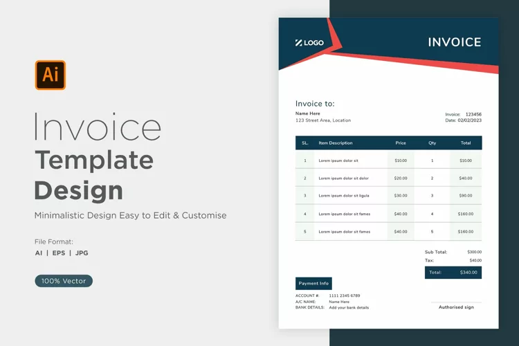 Corporate Invoice Template layout Design with modern look