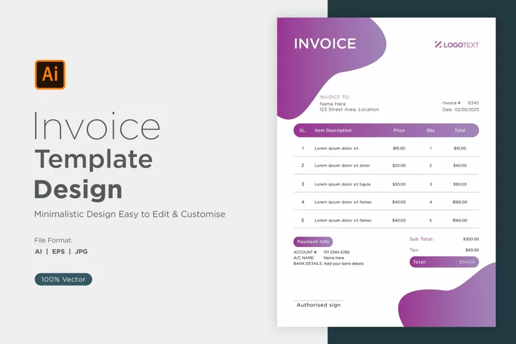 Corporate Invoice Template layout Design with modern look