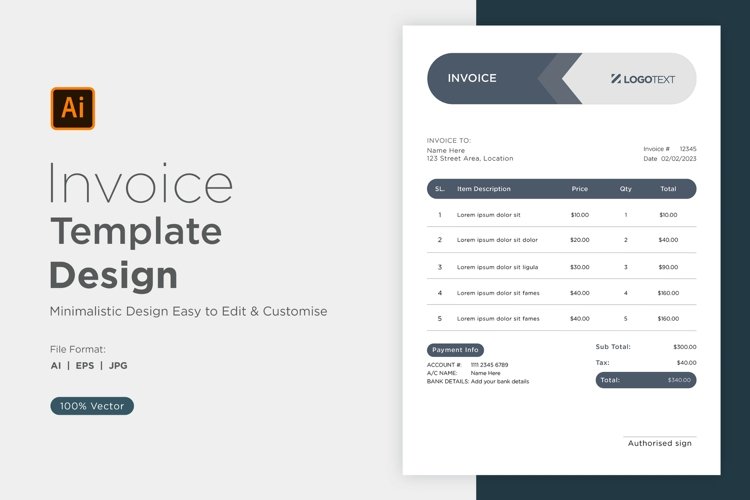 Corporate Invoice Template layout Design with modern look example image 1