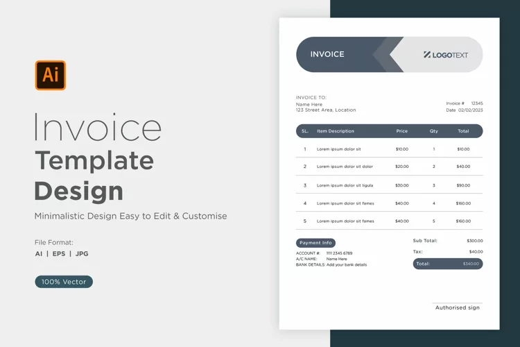 Corporate Invoice Template layout Design with modern look