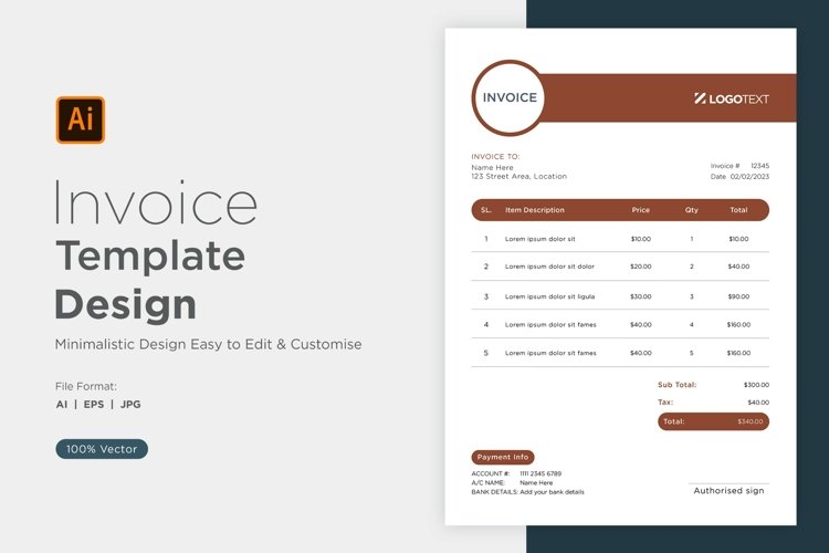 Corporate Invoice Template layout Design with modern look example image 1