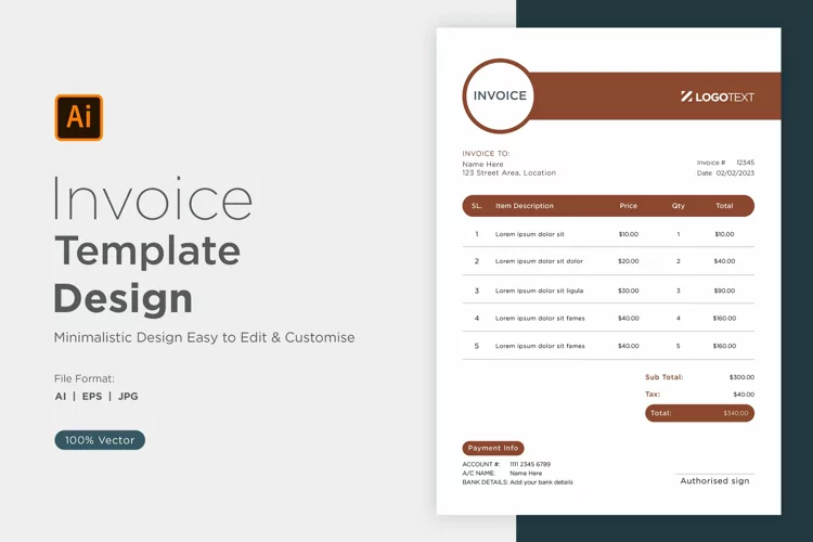 Corporate Invoice Template layout Design with modern look
