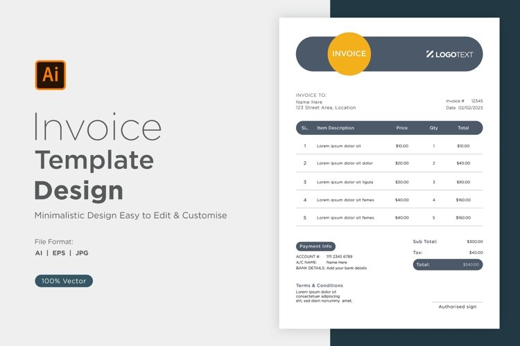 Corporate Invoice Template layout Design with modern look example image 1
