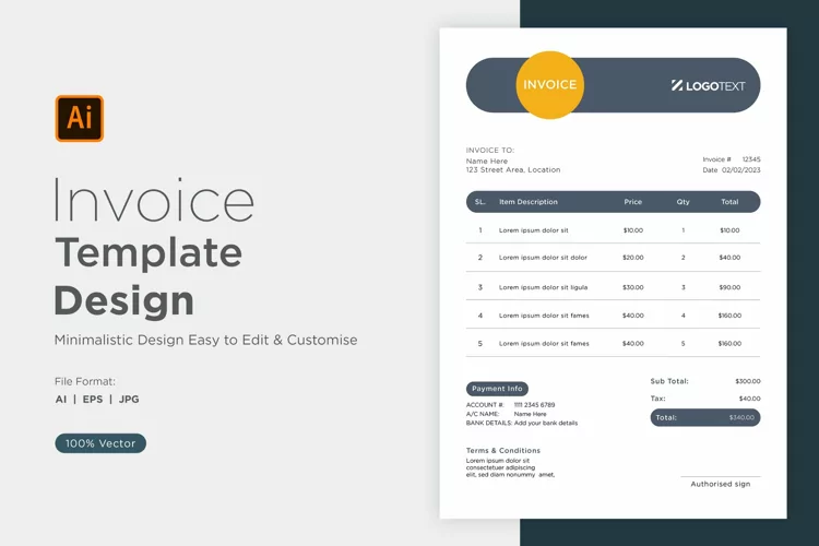 Corporate Invoice Template layout Design with modern look