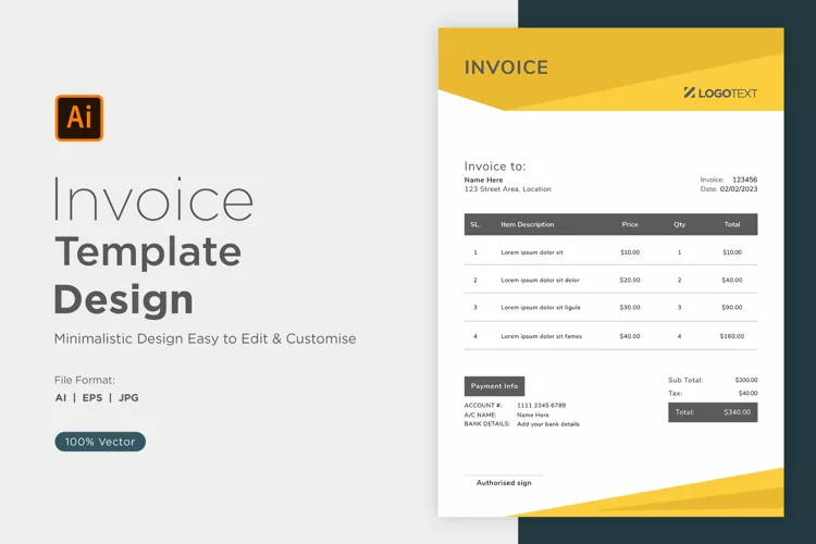 Corporate Invoice Template layout Design with modern look