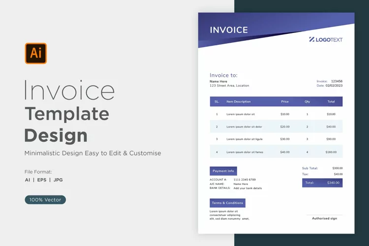 Corporate Invoice Template layout Design with modern look
