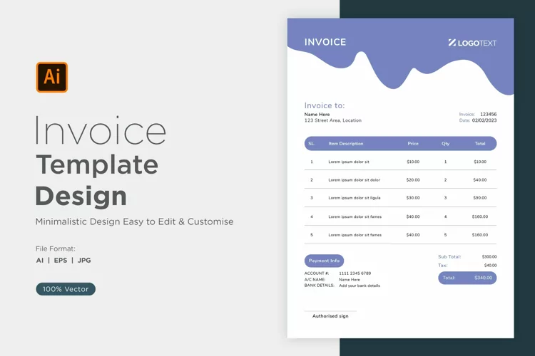 Corporate Invoice Template layout Design with modern look