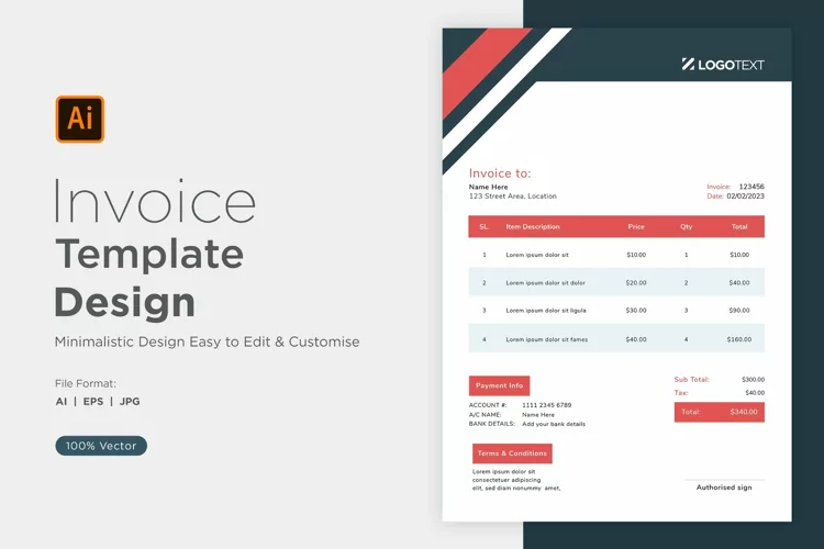 Corporate Invoice Template layout Design with modern look
