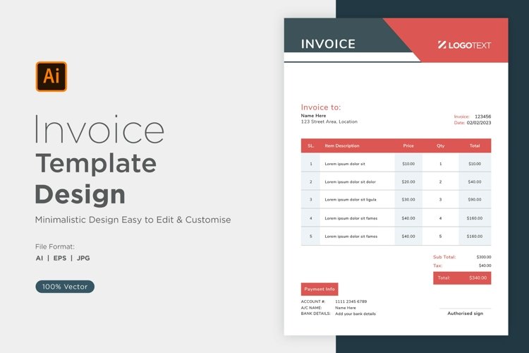 Corporate Invoice Template layout Design with modern look example image 1