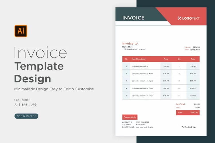 Corporate Invoice Template layout Design with modern look