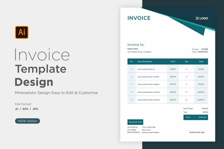 Corporate Invoice Template layout Design with modern look