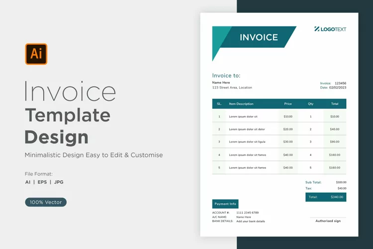 Corporate Invoice Template layout Design with modern look