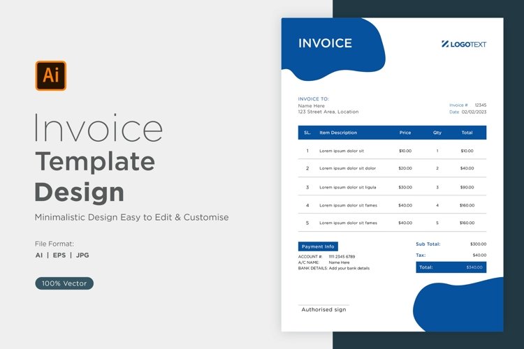 Corporate Invoice Template layout Design with modern look example image 1