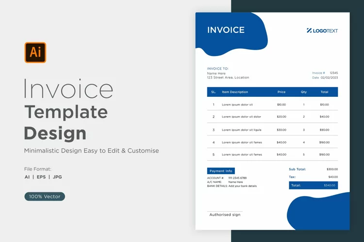 Corporate Invoice Template layout Design with modern look