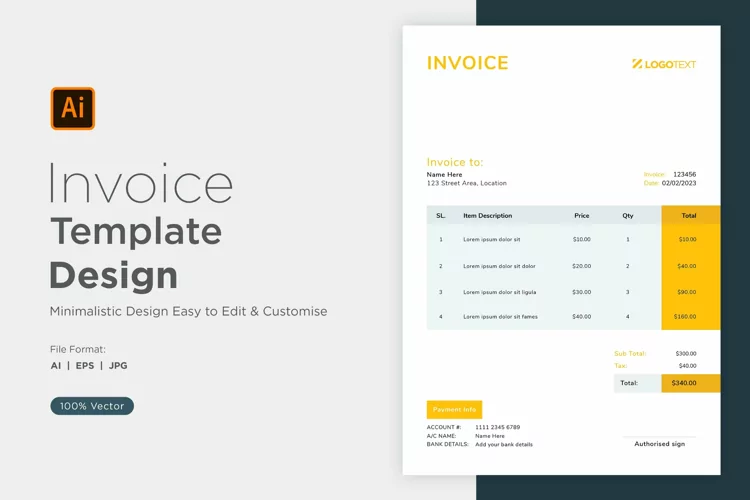 Corporate Invoice Template layout Design with modern look