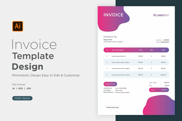 Corporate Invoice Template layout Design with modern look