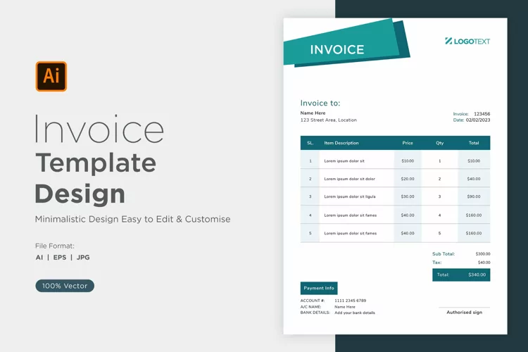 Corporate Invoice Template layout Design with modern look